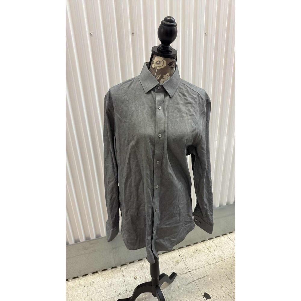 Banana Republic Mens L Gray Button Up Long Sleeve Shirt 100% Cotton
